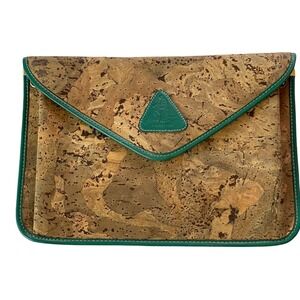 Cork Leather Crossbody Purse Alain Laz Paris Bag France Green Trim Vintage Wine